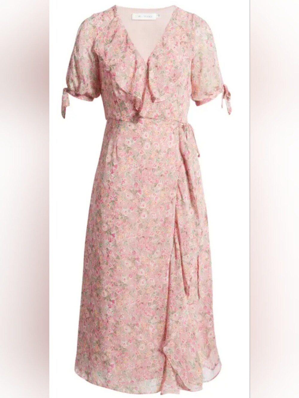 NWT! Fall Boho Cottagecore Fancy Women's Floral Garden Party Midi Wrap Dress L